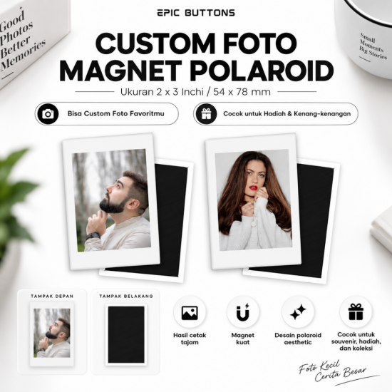 Custom Foto Magnet Polaroid 2x3 Inch – Magnet Kulkas Foto 54x78 mm